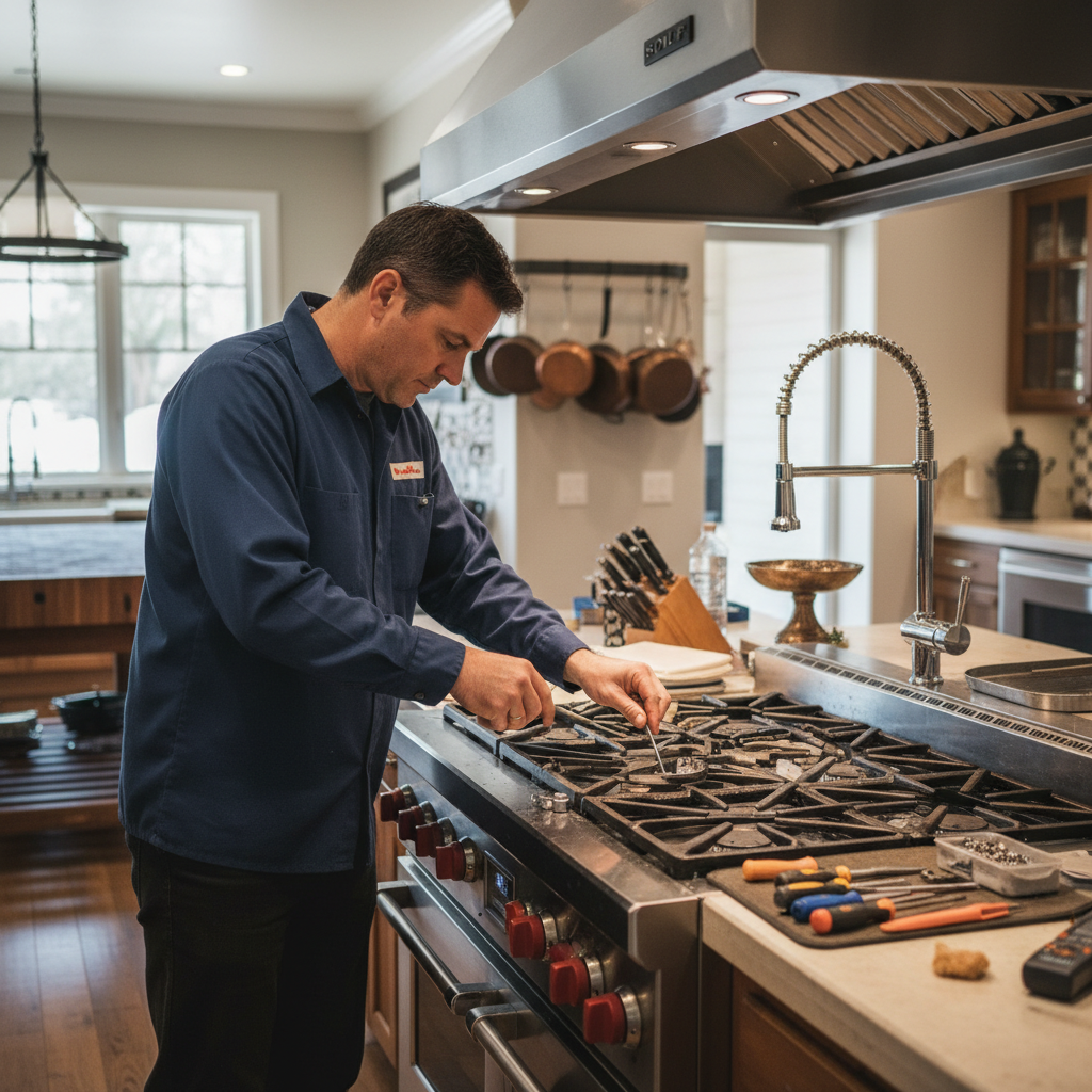 Specialist servicing Wolf dual-fuel range